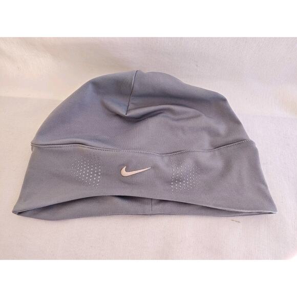 Womens Nike Running Beanie PONYTAIL HOLDER Thermal Run Gray Lightweight - Picture 2 of 9